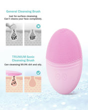 Load image into Gallery viewer, TRUNIUM Sonic Facial Cleansing Brush Made with Ultra Hygienic Soft Silicone, Waterproof Sonic Vibrating Face Brush for Deep Cleansing, Gentle Exfoliating and Massaging, Inductive Charging Pink