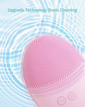Load image into Gallery viewer, TRUNIUM Sonic Facial Cleansing Brush Made with Ultra Hygienic Soft Silicone, Waterproof Sonic Vibrating Face Brush for Deep Cleansing, Gentle Exfoliating and Massaging, Inductive Charging Pink
